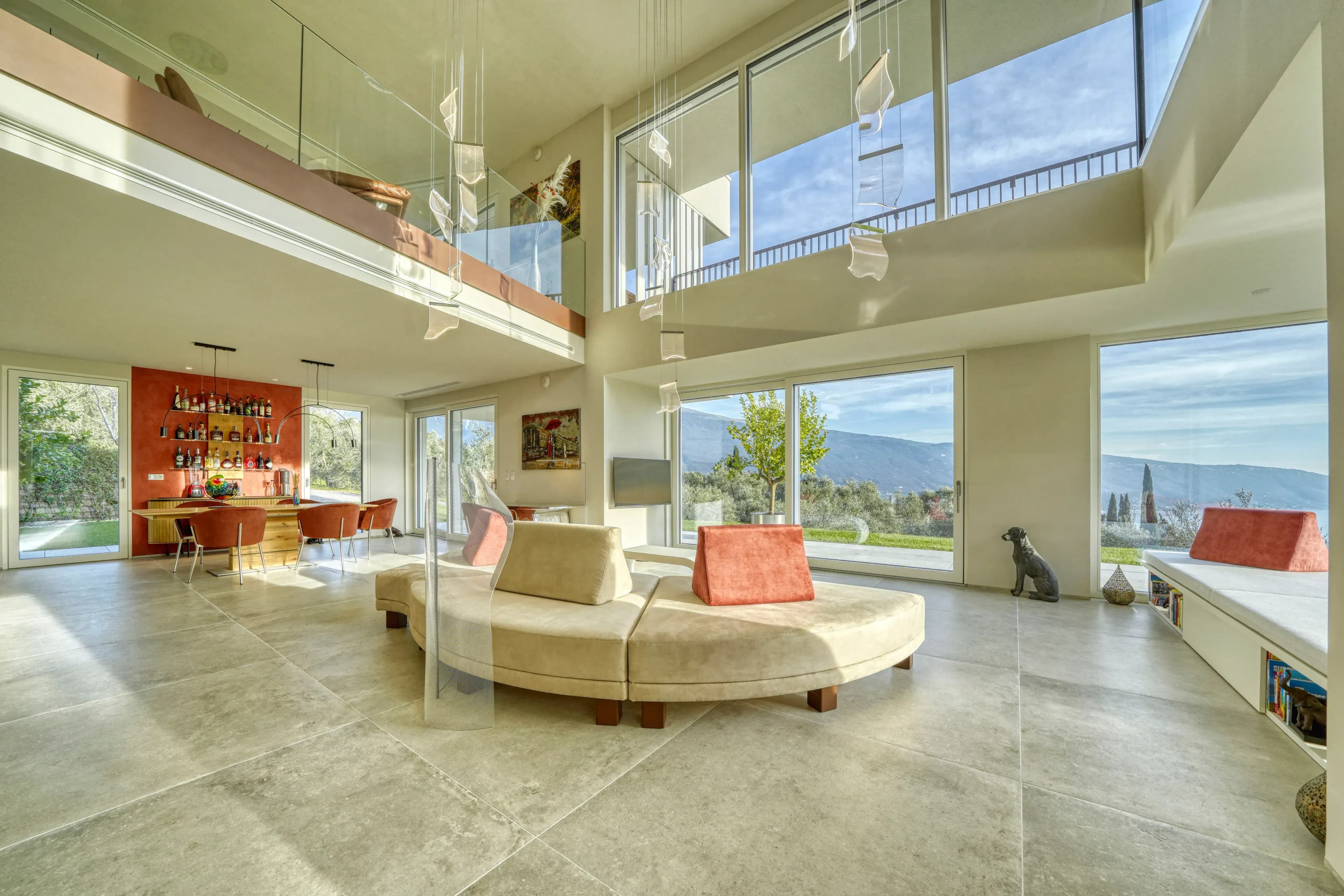 Contemporary villa with panoramic views of Lake Garda, set in private olive grove
